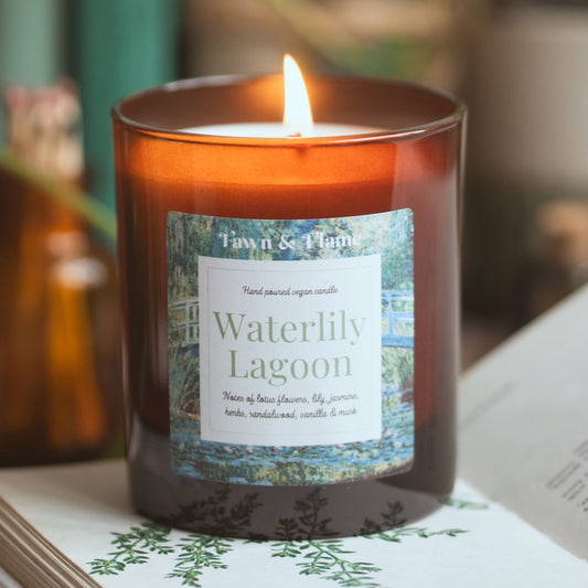 waterlily lagoon vegan candle.